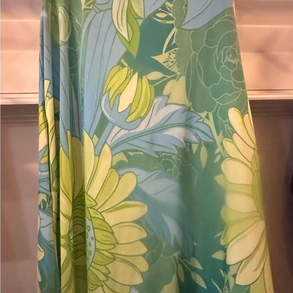 Beyond This Plane Floral Maxi Dress in Green and Blue